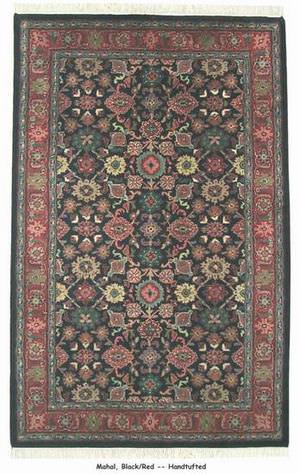 ORG Handtufted Mahal Black-Red Area Rug Last Chance 