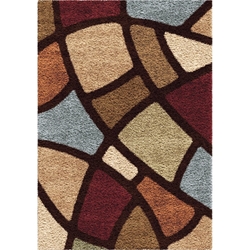 Orian Impressions Shag Circle Bloom Multi Brown Area Rug| Size| 53 x 76 